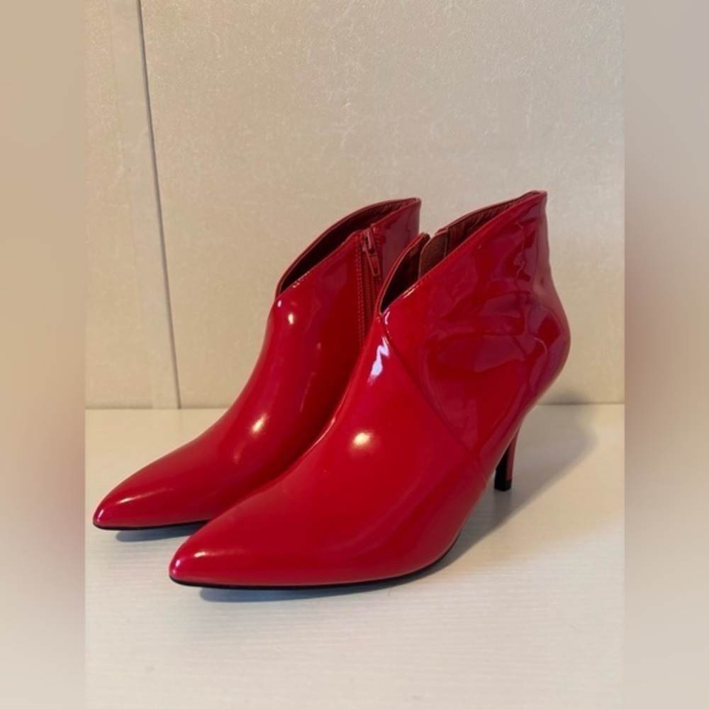 Allegra K Women's Point Toe Stiletto Patent Leather Ankle Boots size 6